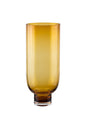 Sober modern tall glass vase, cylindrical shape on a solid base, warm dark orange, OMAHA18AM